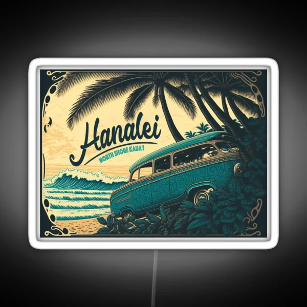 Hanalei Kauai Vintage Hawaiian Surf RGB Neon Sign