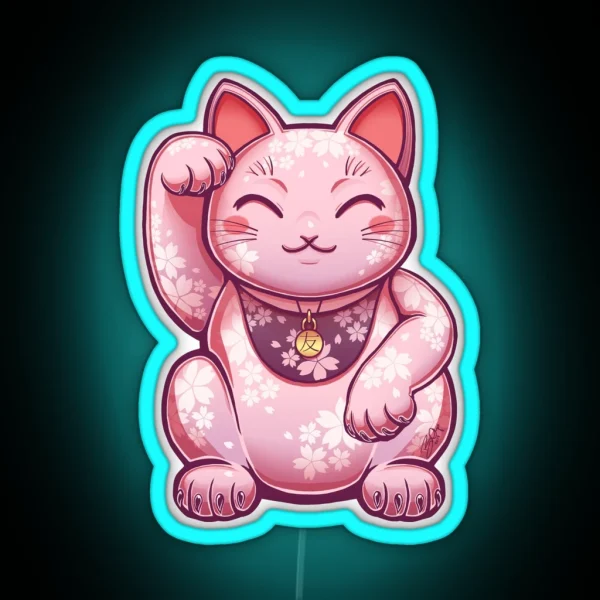 Hanami Maneki Neko Yuu Friend RGB Neon Sign