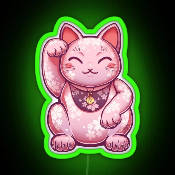 Hanami Maneki Neko Yuu Friend RGB Neon Sign