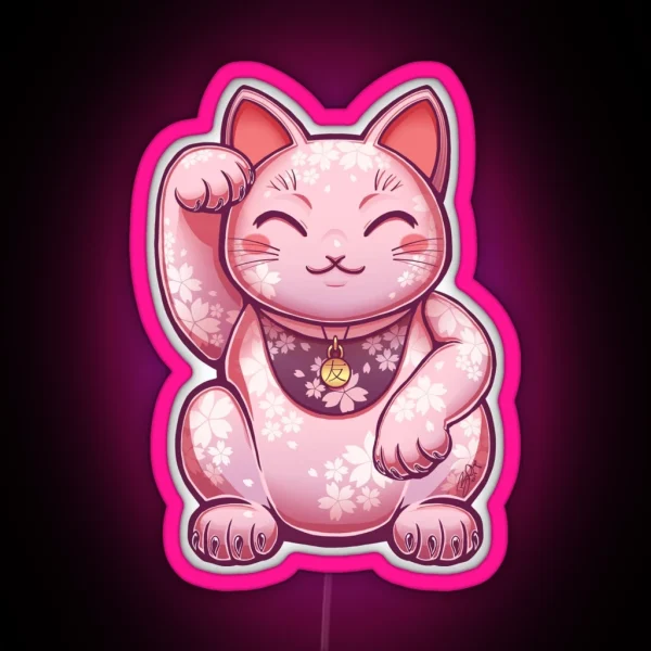 Hanami Maneki Neko Yuu Friend RGB Neon Sign