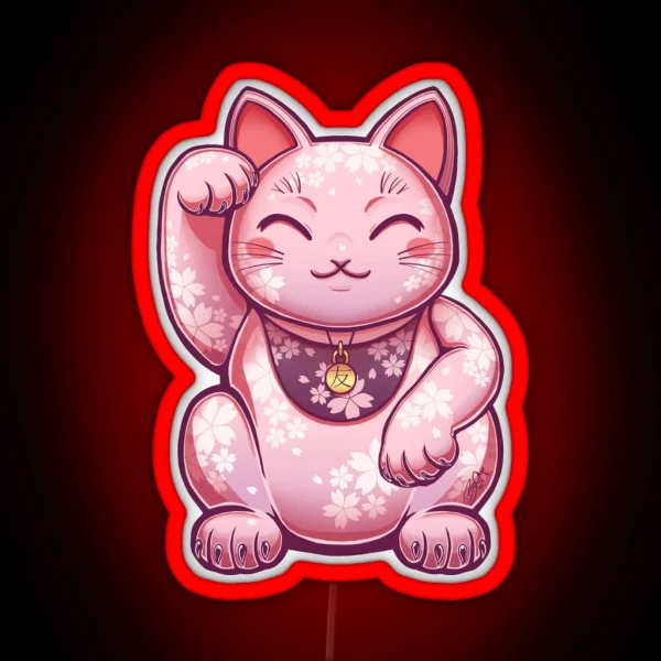 Hanami Maneki Neko Yuu Friend RGB Neon Sign