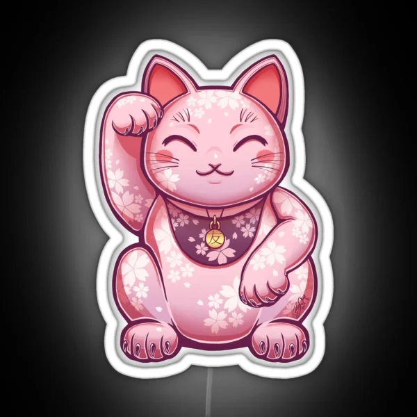 Hanami Maneki Neko Yuu Friend RGB Neon Sign