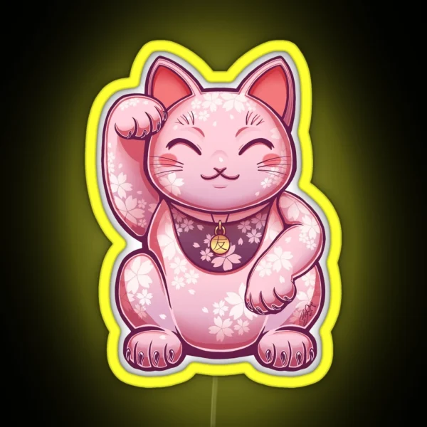 Hanami Maneki Neko Yuu Friend RGB Neon Sign