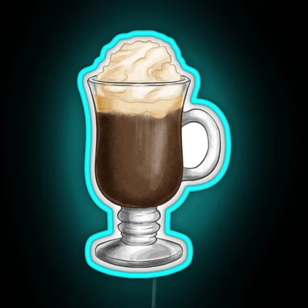 Hand Drawn Creamy Irish Coffee RGB Neon Sign
