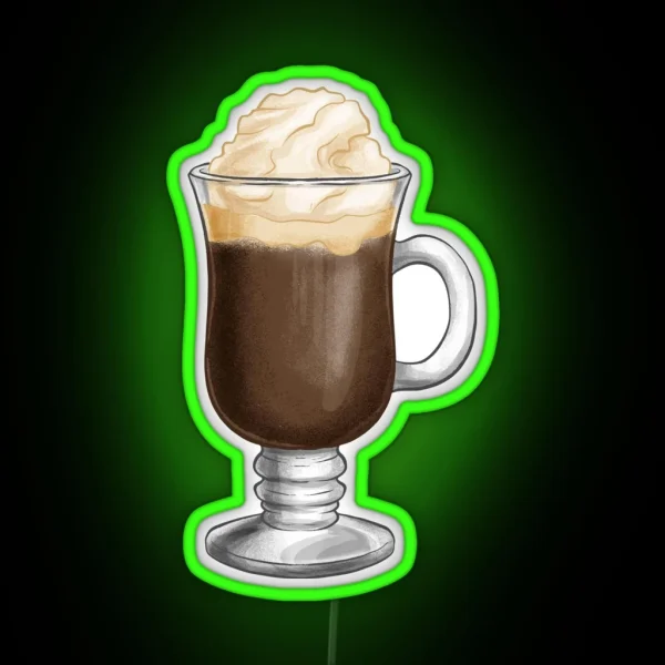 Hand Drawn Creamy Irish Coffee RGB Neon Sign
