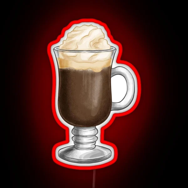 Hand Drawn Creamy Irish Coffee RGB Neon Sign