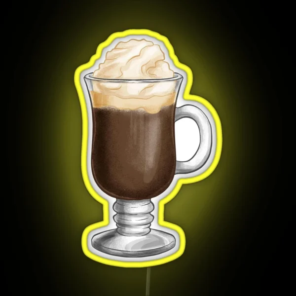 Hand Drawn Creamy Irish Coffee RGB Neon Sign