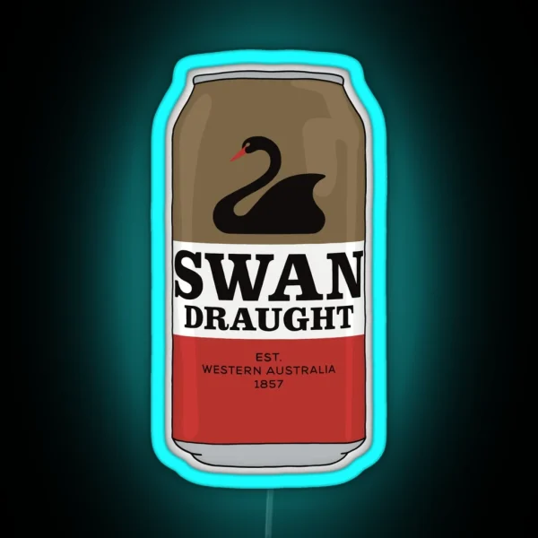 Hand Drawn Swan Draught Can RGB Neon Sign
