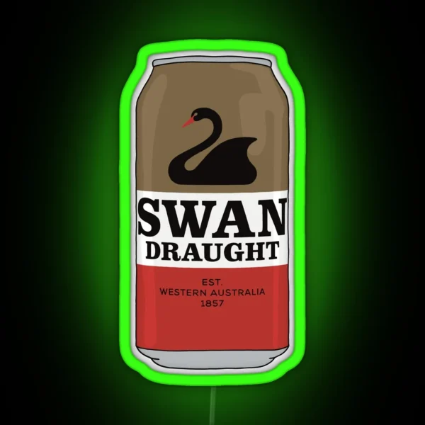 Hand Drawn Swan Draught Can RGB Neon Sign