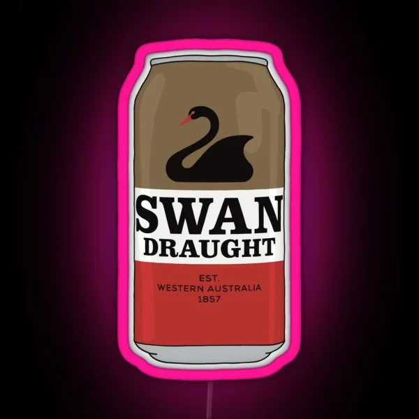 Hand Drawn Swan Draught Can RGB Neon Sign