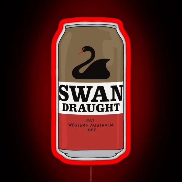 Hand Drawn Swan Draught Can RGB Neon Sign