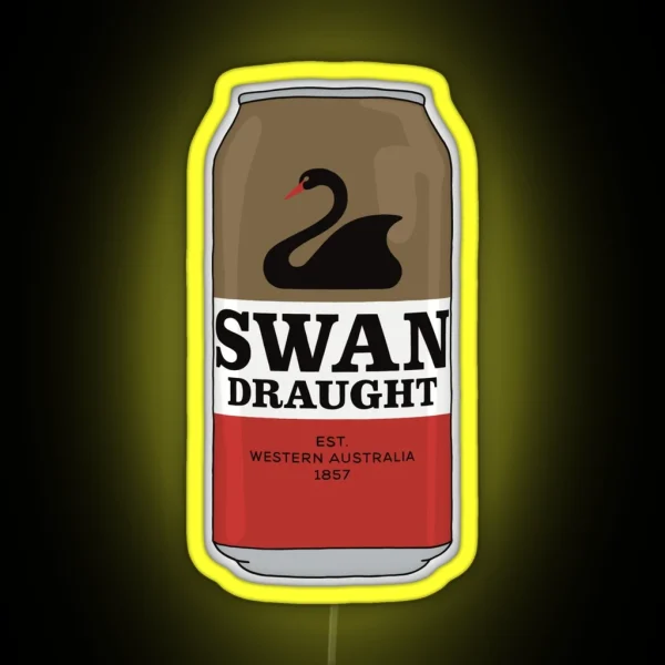 Hand Drawn Swan Draught Can RGB Neon Sign
