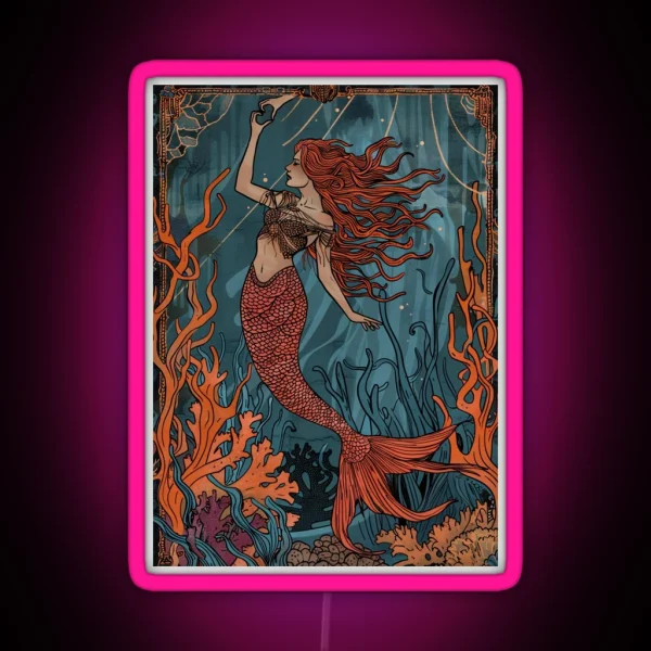 Hand Heart Mermaid RGB Neon Sign