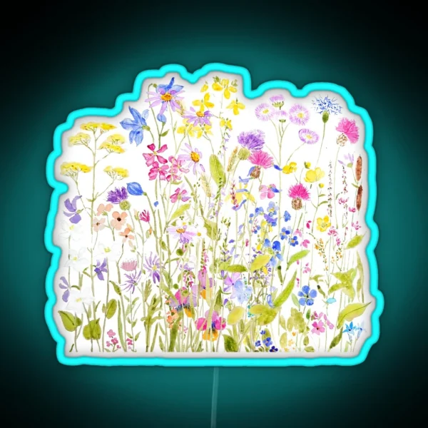 Hand Painted Colorful Meadow Painting RGB Neon Sign
