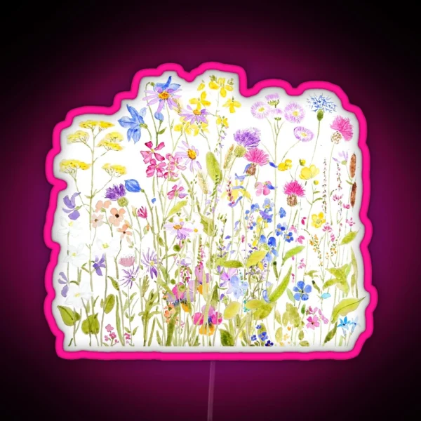 Hand Painted Colorful Meadow Painting RGB Neon Sign