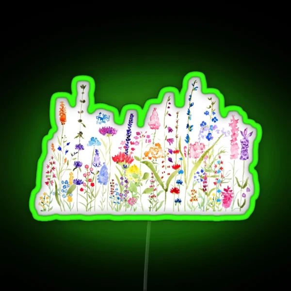 Hand Painted Colorful Wild Flower Field RGB Neon Sign