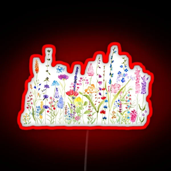 Hand Painted Colorful Wild Flower Field RGB Neon Sign