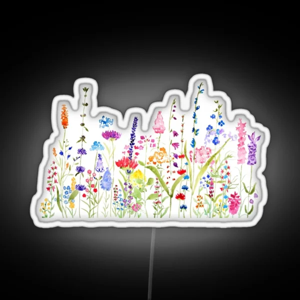 Hand Painted Colorful Wild Flower Field RGB Neon Sign