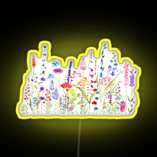 Hand Painted Colorful Wild Flower Field RGB Neon Sign