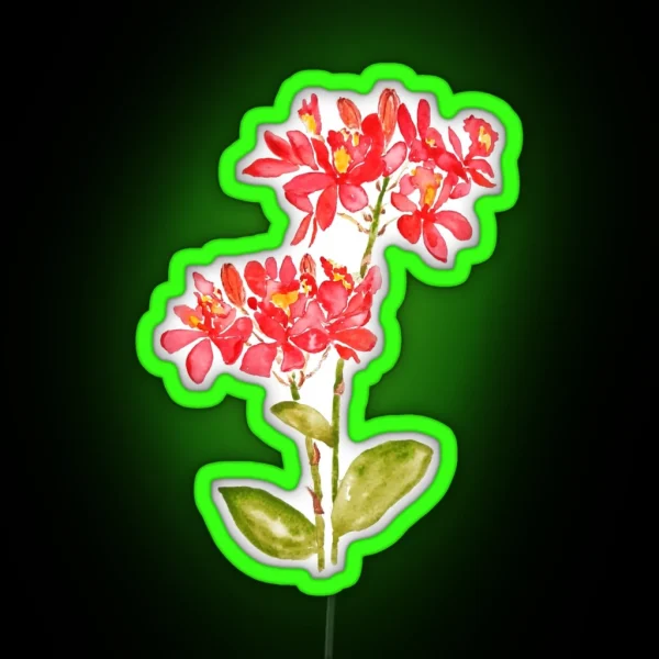 Hand Painted Epidendrum Radicans Orange Ground Orchid RGB Neon Sign