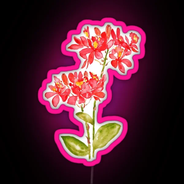 Hand Painted Epidendrum Radicans Orange Ground Orchid RGB Neon Sign