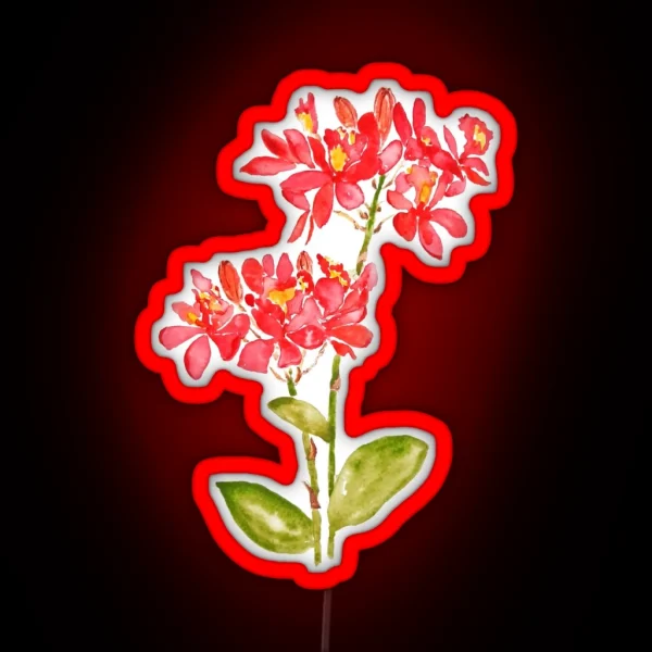 Hand Painted Epidendrum Radicans Orange Ground Orchid RGB Neon Sign