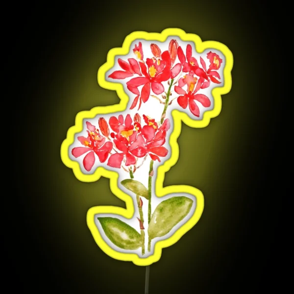 Hand Painted Epidendrum Radicans Orange Ground Orchid RGB Neon Sign