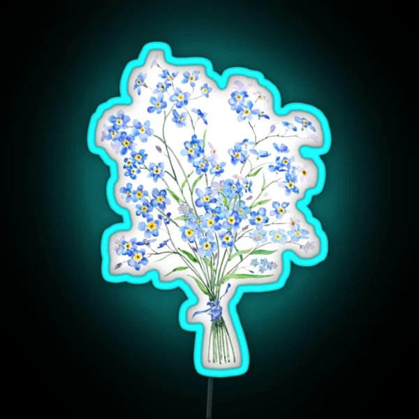 Hand Painted Forget Me Not Bouquet 2020 RGB Neon Sign