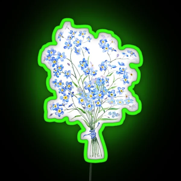 Hand Painted Forget Me Not Bouquet 2020 RGB Neon Sign