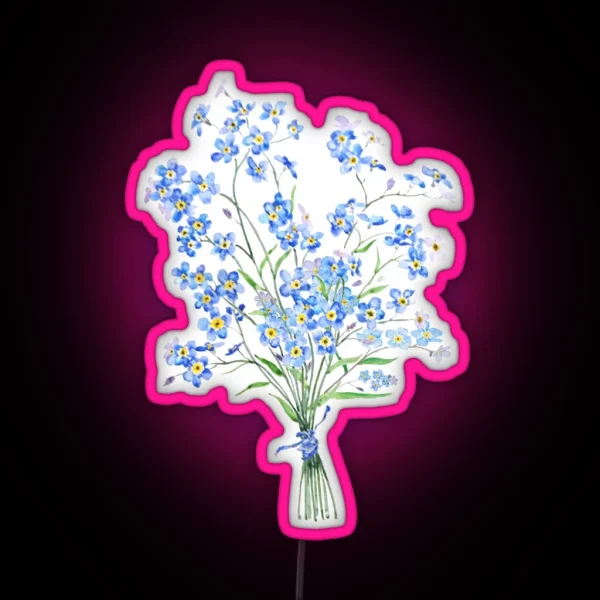 Hand Painted Forget Me Not Bouquet 2020 RGB Neon Sign