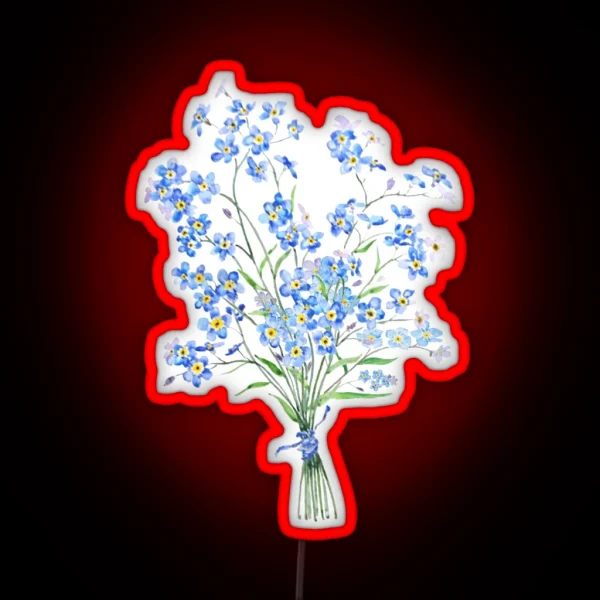Hand Painted Forget Me Not Bouquet 2020 RGB Neon Sign