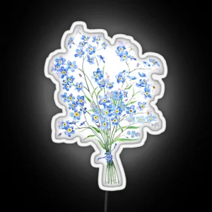 Hand Painted Forget Me Not Bouquet 2020 RGB Neon Sign