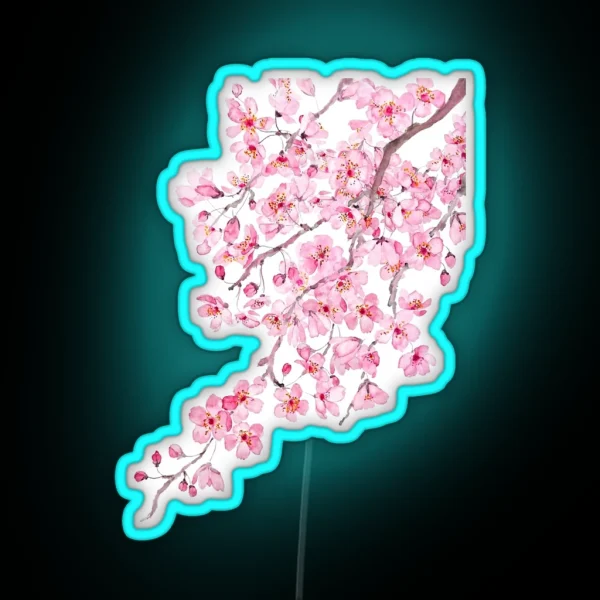 Hand Painted Hand Painted Pink Cherry Blossom RGB Neon Sign