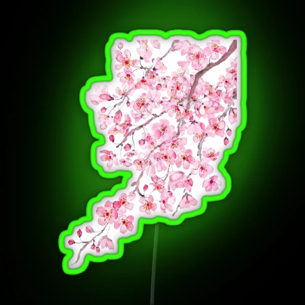 Hand Painted Hand Painted Pink Cherry Blossom RGB Neon Sign