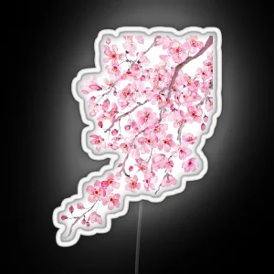 Hand Painted Hand Painted Pink Cherry Blossom Watercolor 2020 RGB Neon Sign