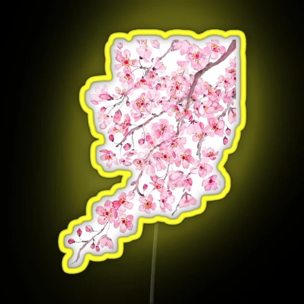 Hand Painted Hand Painted Pink Cherry Blossom RGB Neon Sign