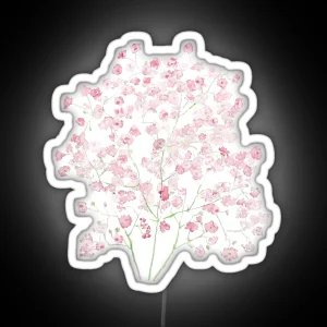 Hand Painted Light Pink Baby Breath Bouquet Gypsophila Watercolor Painting RGB Neon Sign