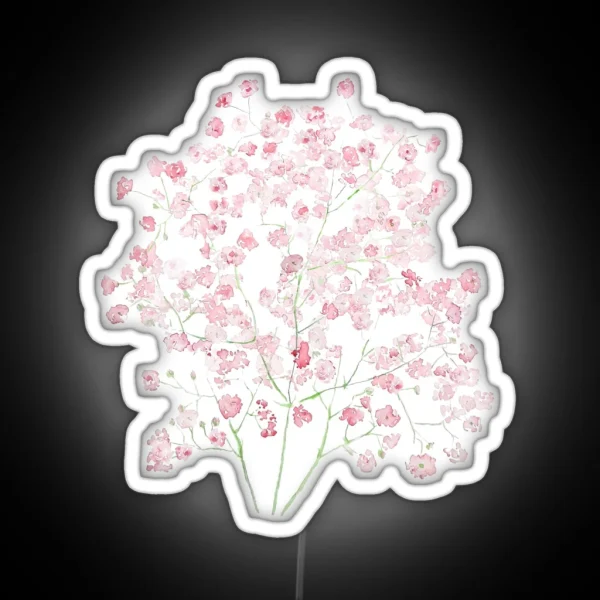 Hand Painted Light Pink Baby Breath Bouquet Gypsophila RGB Neon Sign