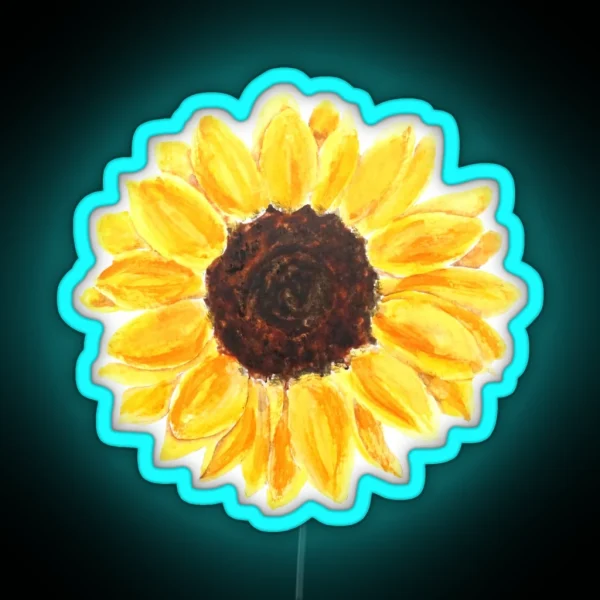Hand Painted One Yellow Sunflower Watercolor RGB Neon Sign