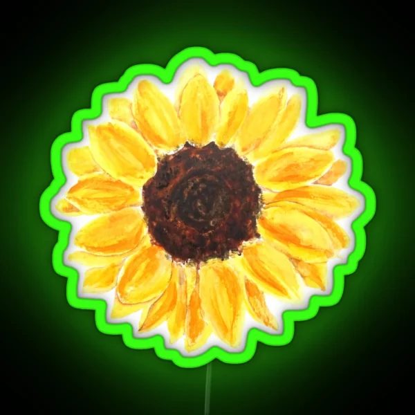 Hand Painted One Yellow Sunflower Watercolor RGB Neon Sign