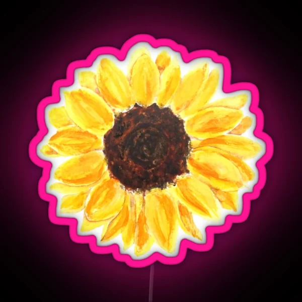 Hand Painted One Yellow Sunflower Watercolor RGB Neon Sign