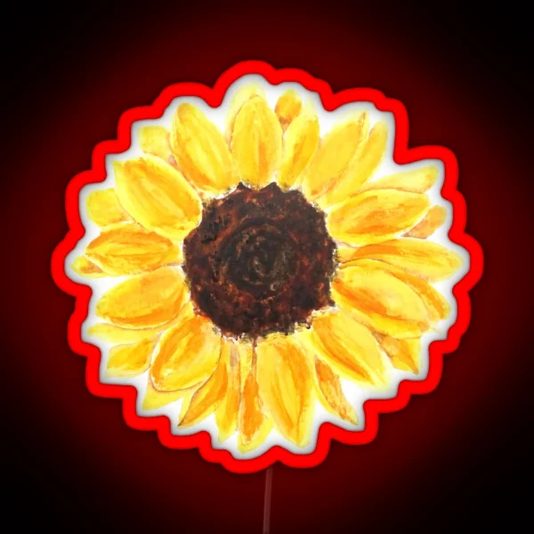 Hand Painted One Yellow Sunflower Watercolor RGB Neon Sign