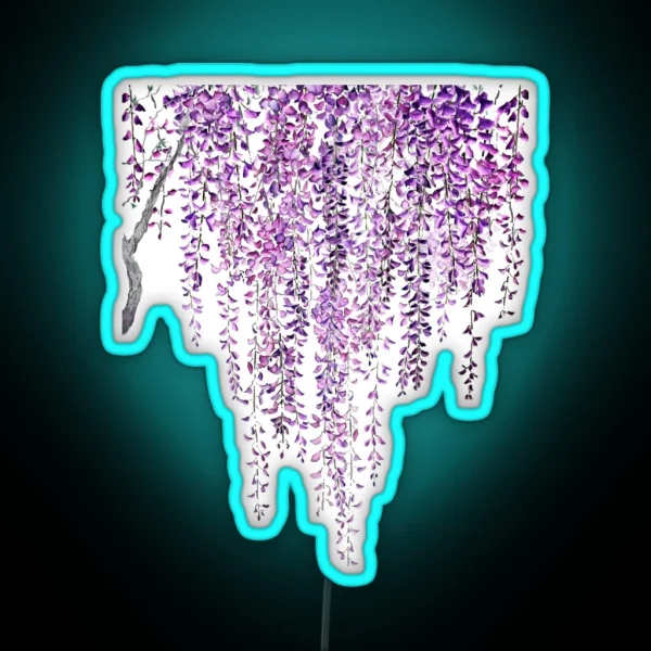 Hand Painted Purple Wisteria In Bloom RGB Neon Sign