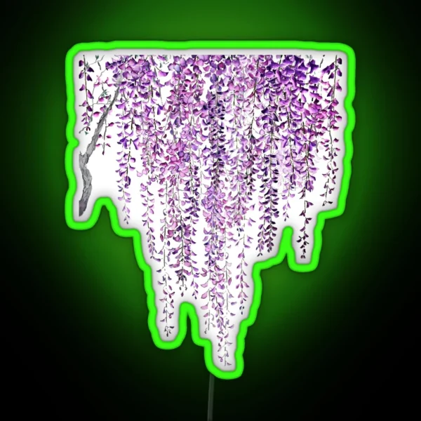Hand Painted Purple Wisteria In Bloom RGB Neon Sign