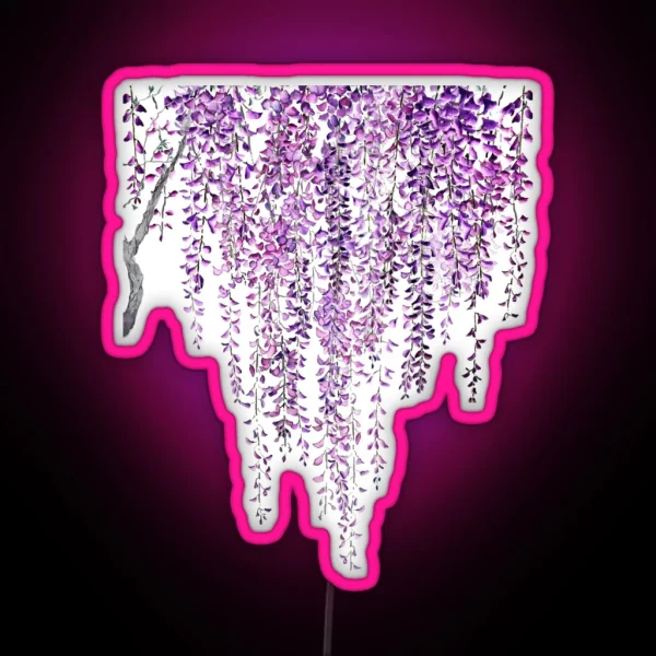 Hand Painted Purple Wisteria In Bloom RGB Neon Sign