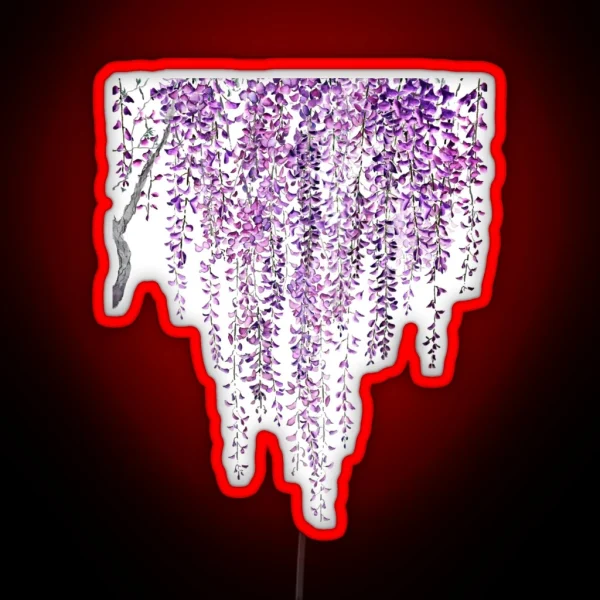 Hand Painted Purple Wisteria In Bloom RGB Neon Sign