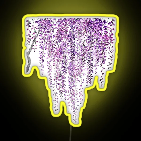 Hand Painted Purple Wisteria In Bloom RGB Neon Sign
