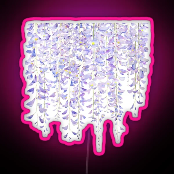 Hand Painted Purple Wisteria In Bloom Watercolor 2021 RGB Neon Sign