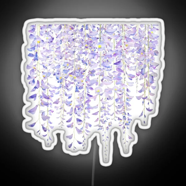 Hand Painted Purple Wisteria In Bloom Watercolor 2021 RGB Neon Sign