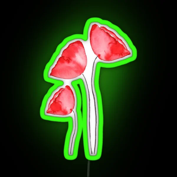 Hand Painted Red Poppy Watercolor RGB Neon Sign